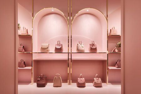 Luxury handbags in a fashion store. 3d renderingの写真素材
