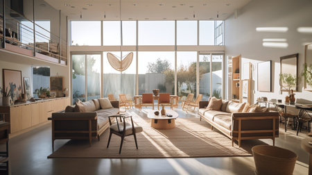 Modern living room interior design. 3d render, 3d illustration.の写真素材