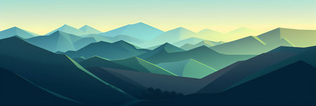Mountains in the evening. Landscape with mountains. Vector illustration.の写真素材