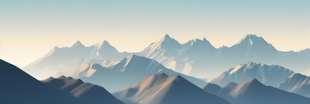 Mountain panorama. 3d render illustration. Mountain landscape.の写真素材
