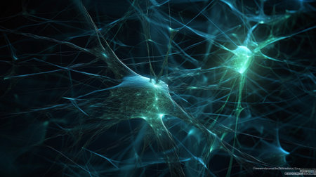 3D illustration of abstract fractal for creative design looks like neuron cellの写真素材