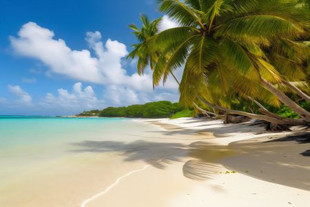 Beautiful beach at Seychelles, Praslin islandの写真素材