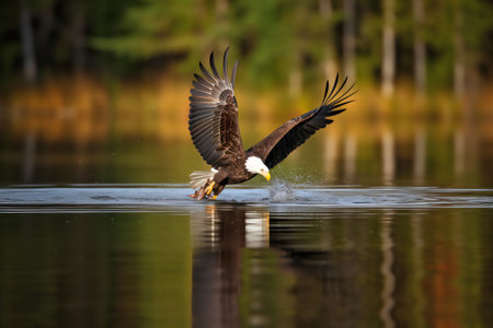 Bald Eagle (Haliaeetus leucocephalus) in flight.の写真素材