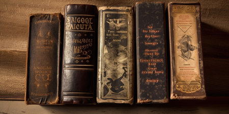 Old books on the shelf in the library. Vintage bookshelf.の写真素材