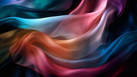 abstract multicolored wavy fabric background, 3d render illustrationの写真素材