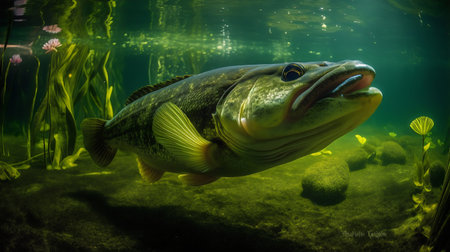 Big fish in an aquarium. Close-up of a big fish.の写真素材