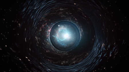 Black hole in outer space. science fiction art. 3D renderingの写真素材