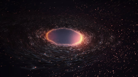 3D Illustration of a Black Hole with a Hole in the Spaceの写真素材