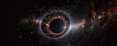 Black hole in outer space. Futuristic background. 3D renderingの写真素材