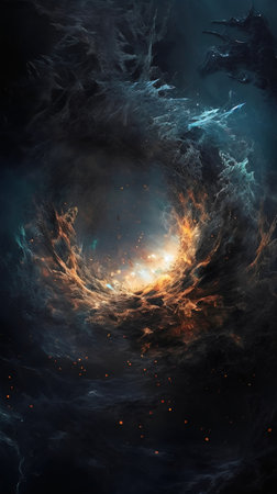 Abstract fractal illustration for creative design looks like galaxies in deep space.の写真素材