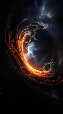 Abstract image of the sun in the space. Fractal art backgroundの写真素材