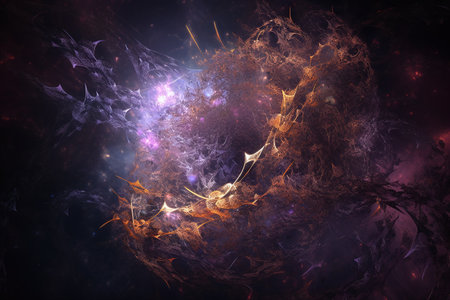 Abstract fractal. Fractal art background for creative design. Decoration for wallpaper, desktop, poster, cover booklet. Print for clothes, t-shirts. Creative illustration for designの写真素材