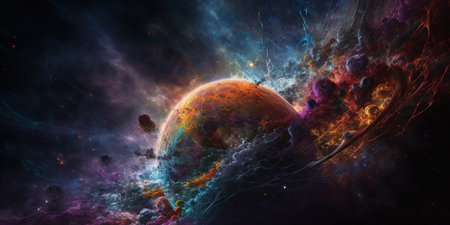 Planets and galaxy, science fiction wallpaper. Beauty of deep space. Trillions of galaxies in the universe Cosmic art backgroundの写真素材