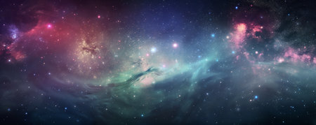 Stars of a planet and galaxy in a free space. 3D renderingの写真素材