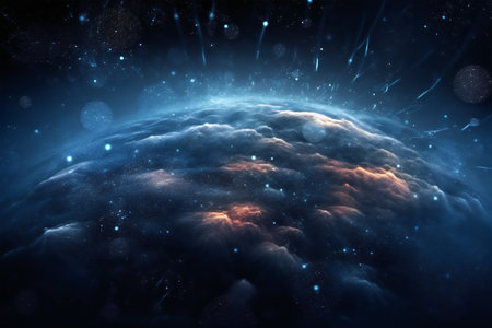 Abstract space background with stars and nebula, 3D illustration.の写真素材