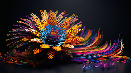 colorful abstract flower on black background. close-up. macroの素材