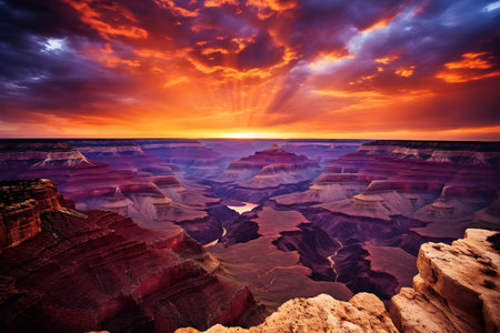 Beautiful sunset over Grand Canyon National Park, Arizona, United Statesの素材
