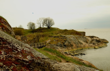 Travel-The rocks at the Suomenlinna fortress,Helsinki,Finlandの写真素材