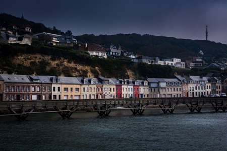 The treport. Hill in the city at the eveningの写真素材