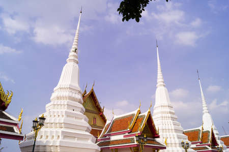 Trees Chedis or pagodas are parts of templeの写真素材