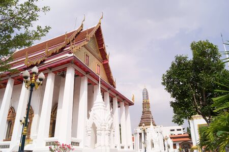 Ubosot and Buddhist pagodaの写真素材