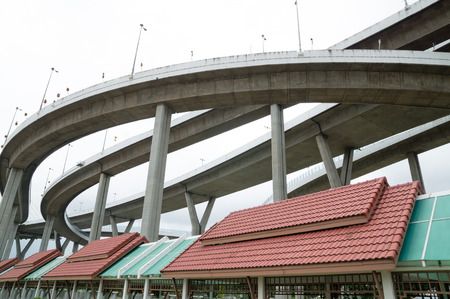 Complex bridge and motorwayの写真素材