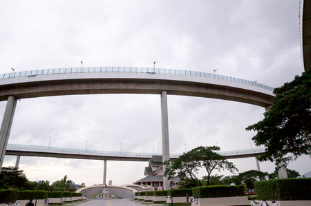 Complex bridge and motorwayの写真素材