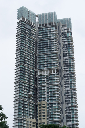 Skyscraper located near a riverの写真素材