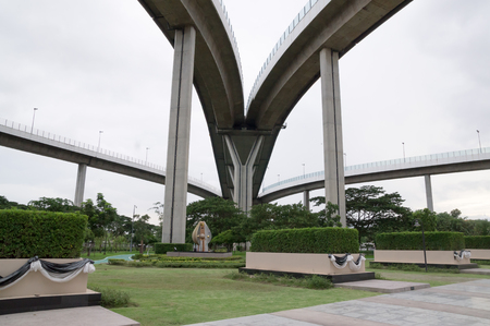 Complex bridge and motorwayの写真素材
