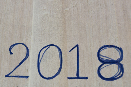 2018 handwriting on grey background for decorationの写真素材