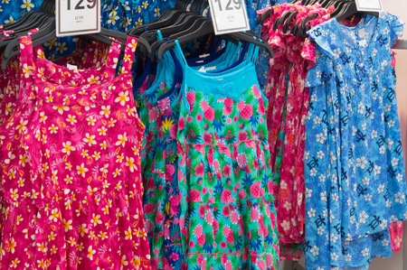 Colorful casual wears for summer sea or Songkran festival for kids and women, splashing waterの写真素材