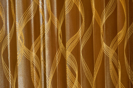 Brown curtain background texture with beautiful pattern was taken in hotel room.