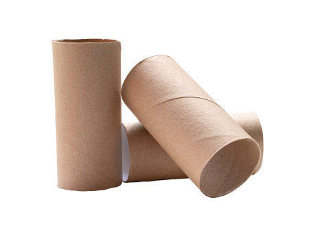 Short tissue paper cores in stack are isolated on white background with clipping path.の写真素材