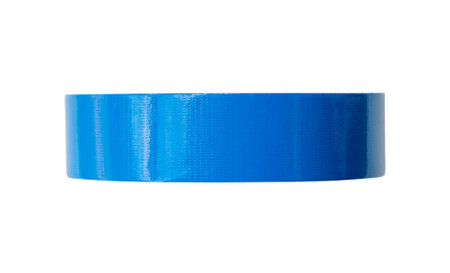 Top view photo of blue adhesive tape is isolated on white background with clipping path. Close upの写真素材