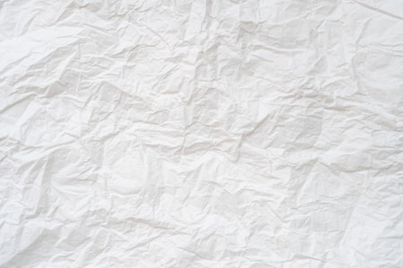 Wrinkled or crumpled white stencil paper or tissue after use in toilet or restroom with large copy space is used for background texture in decorative art workの写真素材