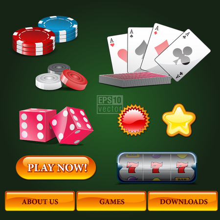 Gambling casino user interface elements packのイラスト素材