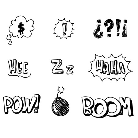 comic sound Effects black and grey collectionのイラスト素材