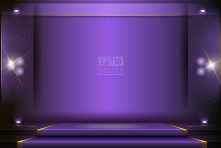 Empty stage with red curtain in expectation of performanceのイラスト素材