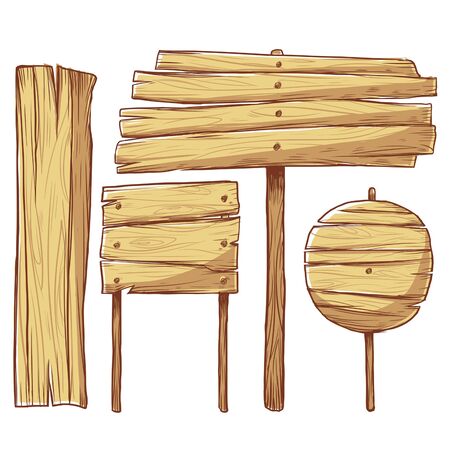 cartoon wooden signのイラスト素材