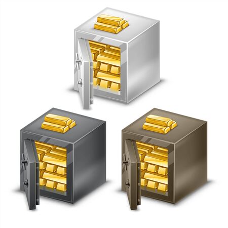 Small safes with gold barsのイラスト素材