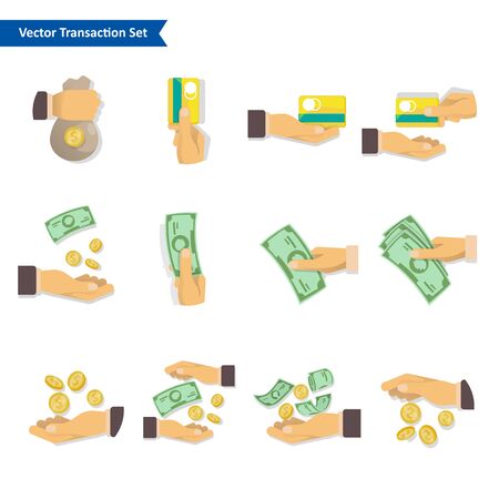 Various Poses of Hand doing Transactionのイラスト素材