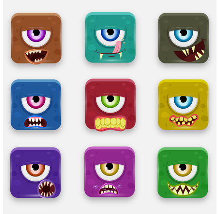 Cute Monster Iconのイラスト素材
