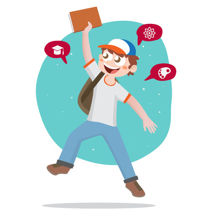 School Boy carry a bookのイラスト素材