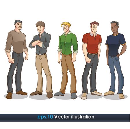 friendly young mans in casual clothesのイラスト素材