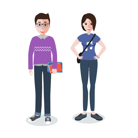 young people in casual clothesのイラスト素材