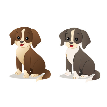 Puppies Vector illustration isolated on white background.のイラスト素材
