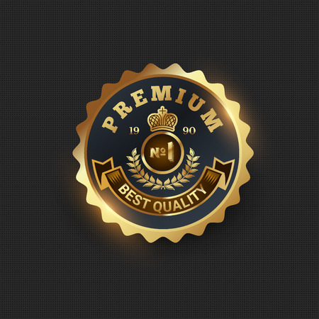 Golden retro badges on black backgroundのイラスト素材