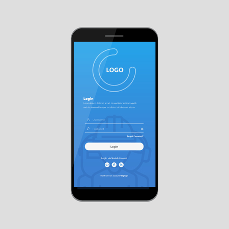 Mobile UI kit. Sign up form, Login form for appのイラスト素材