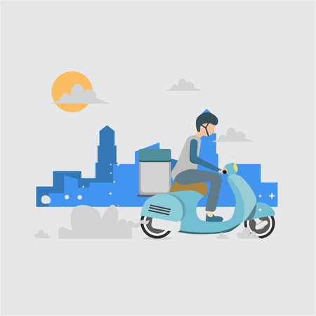 Illustration pour Motorcycle Delivery Service - image libre de droit