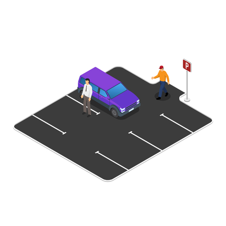 City parking, car parking  vector illustrationのイラスト素材